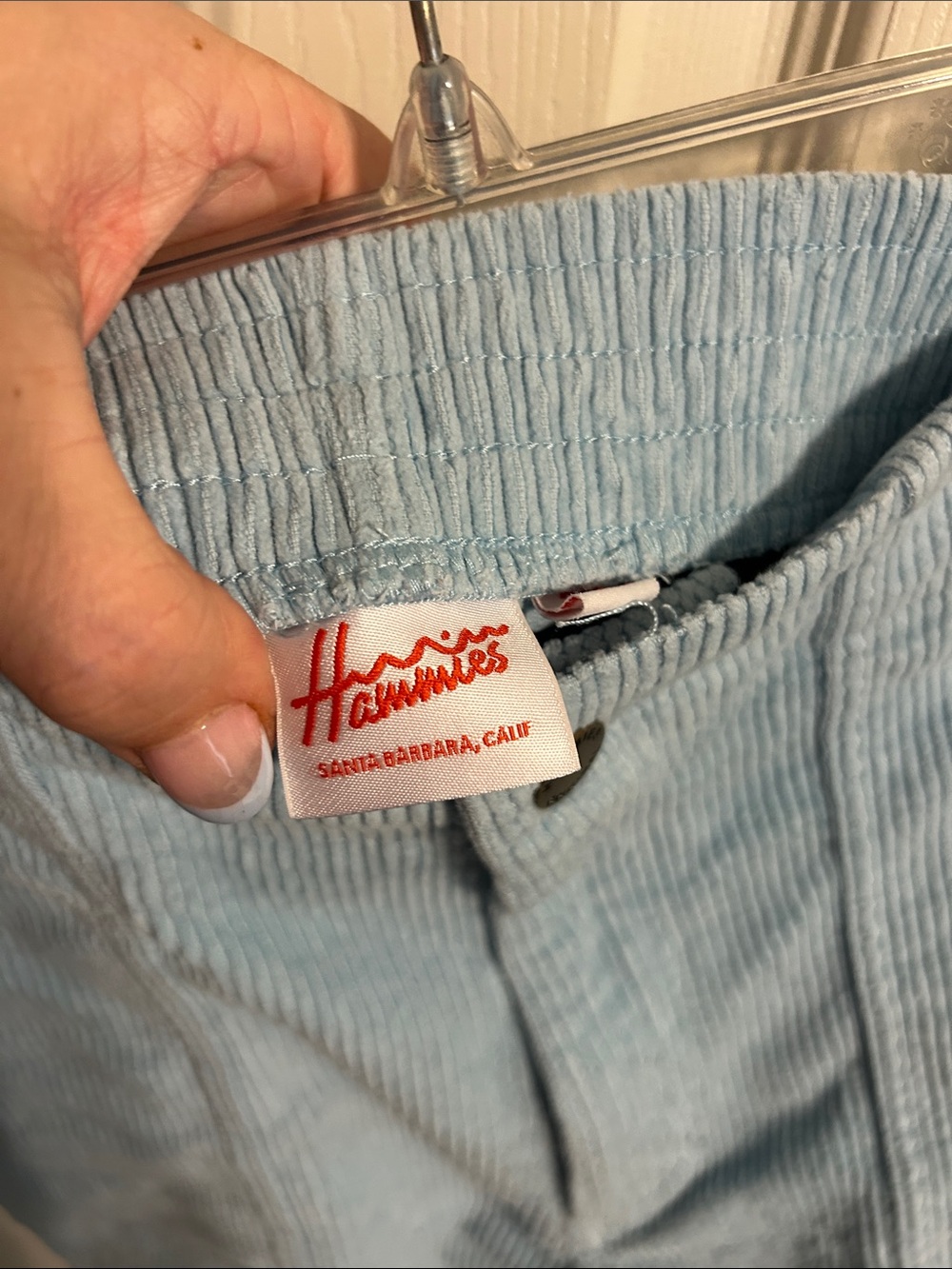 HAMMIES Size 32 Women's High-Waist Light Blue Corduroy Shorts Surfer Coastal - Picture 6 of 10